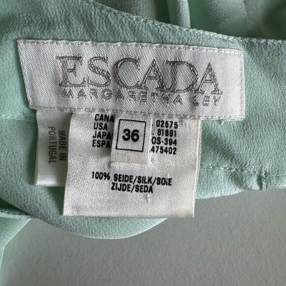 Vtg Escada Margaretha Ley 100% Silk Mint Green Blouse Top Sz 36 (US 6) Career - Picture 5 of 5